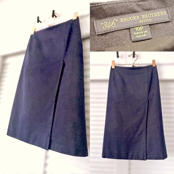 Brooks Brothers Wool Navy Pencil Skirt Career size 10P - Picture 1 of 16
